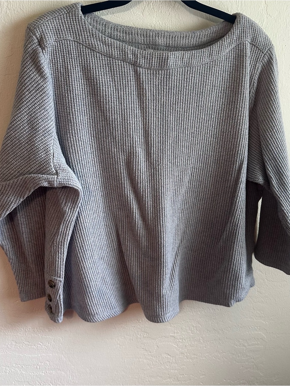 croft & barrow Light Gray Knit Women's Cardigan with Button Cuffs